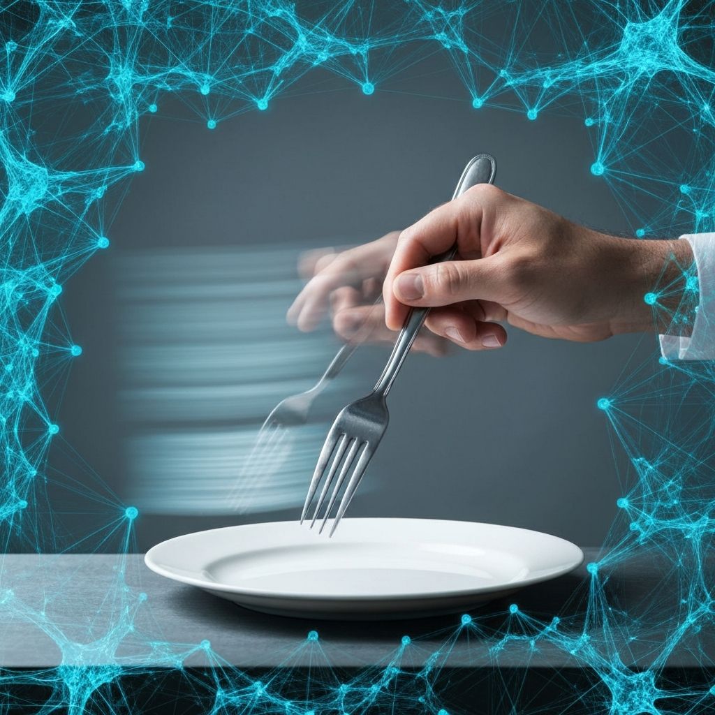 Hand holding fork showing repetition concept